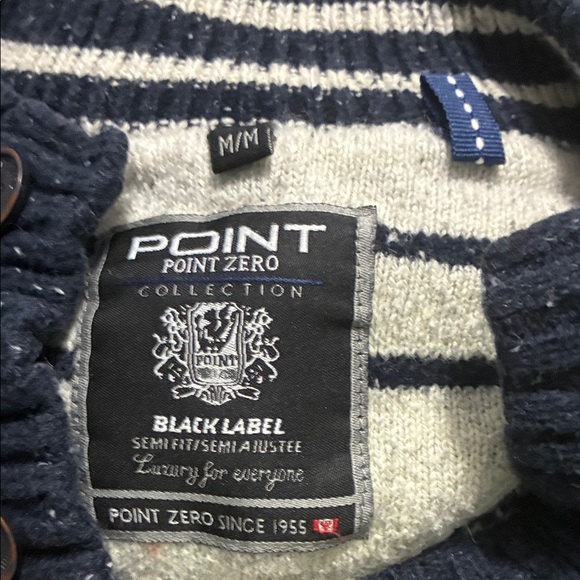 3/$25  Zero Men's Navy and White Crewneck Sweater - Picture 2 of 3